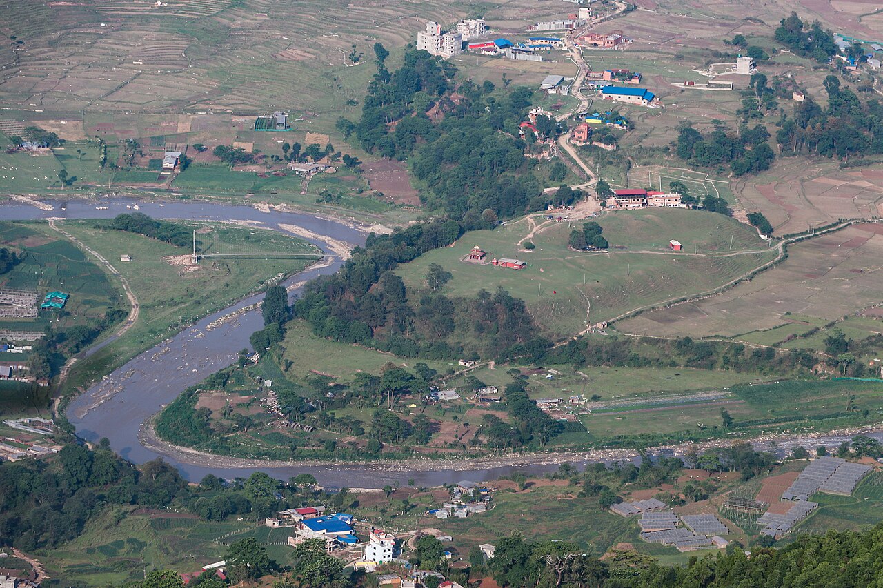 Bagmati river bend and valley settlements viewed from Champadevi