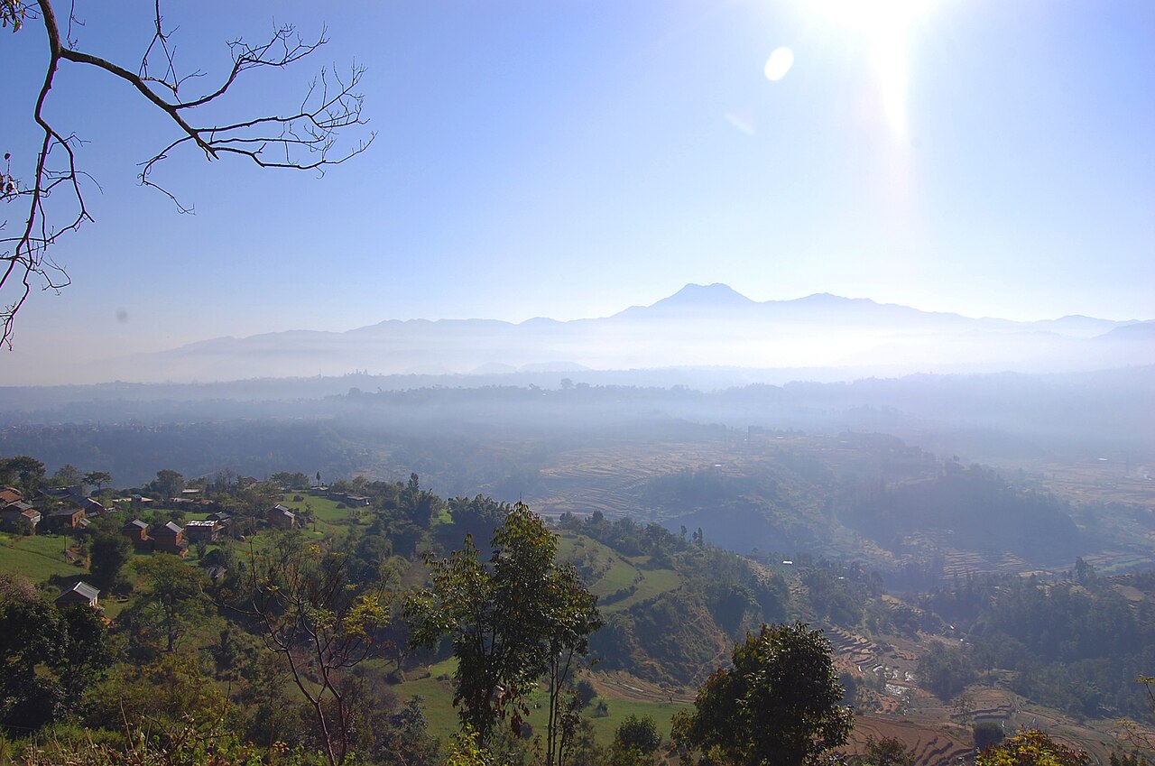 Forested Phulchowki Hill viewed from the Dakshinkali road