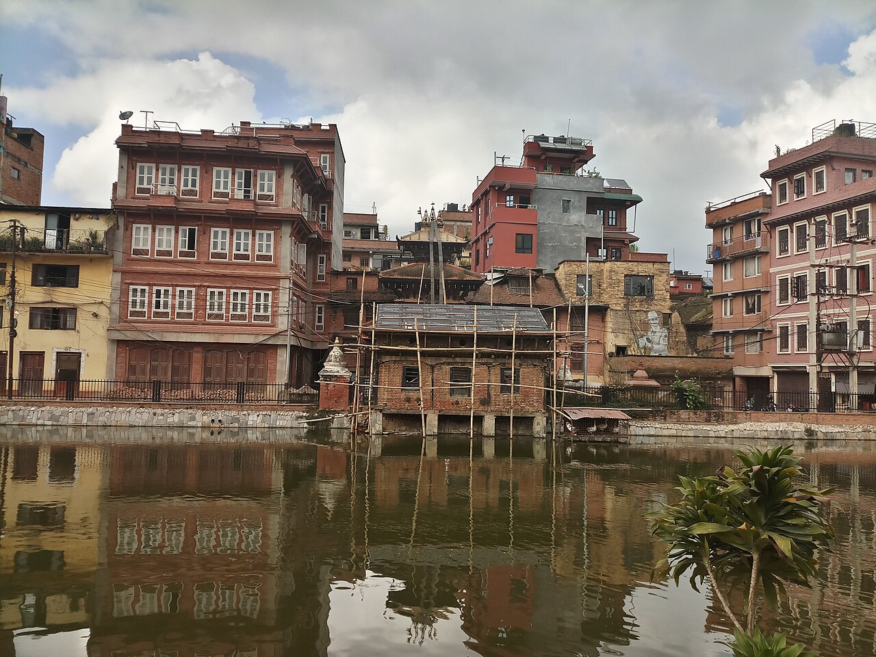Pimbahal pond, temples and surrounding buildings
